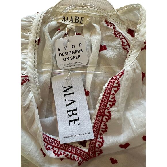 M.A.B.E. Heart Embroidered V-Neck Blouse (NWT) - Large - Picture 6 of 7